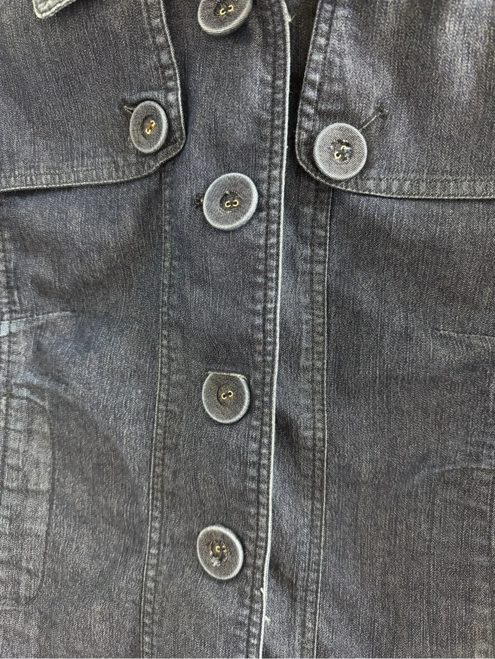 Sandro Paris Dark Blue Denim Jacket Shirt Bow Sleeve Detail Small S